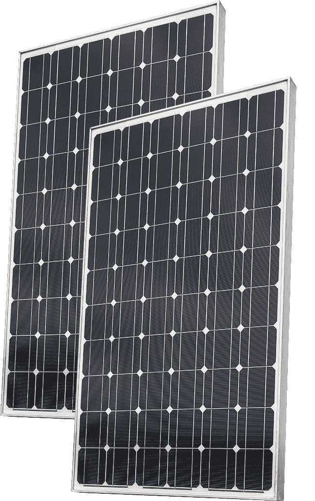 Two solar panels on a white background.